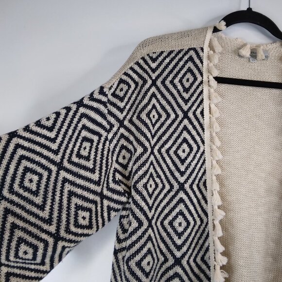 World Market Boho Aztec Tassel Open Front Cardigan OS - Picture 3 of 9